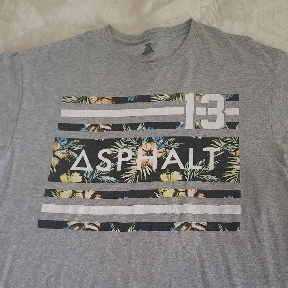 Asphalt Graphic Tee with Tropical Accents